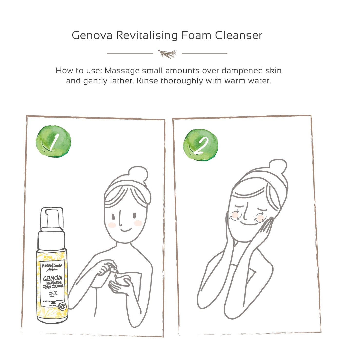 House of Immortelle Genova Revitalising Foam Cleanser in a sleek bottle, offering a gentle, foaming formula that deeply cleanses and refreshes the skin. Infused with revitalizing ingredients, this cleanser leaves the skin feeling soft, nourished, and rejuvenated