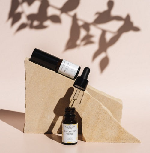 Stylish packaging of the Plumped Eye on You Duo by House of Immortelle, featuring two eye care products next to soft, glowing accents, highlighting their rejuvenating and hydrating properties for the delicate eye area