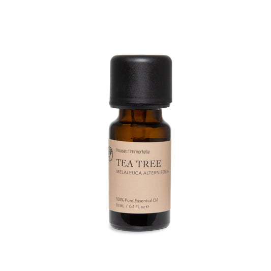 100% pure Australian tea tree essential oil in an amber glass bottle for cleansing, refreshing aromatherapy and everyday home use.