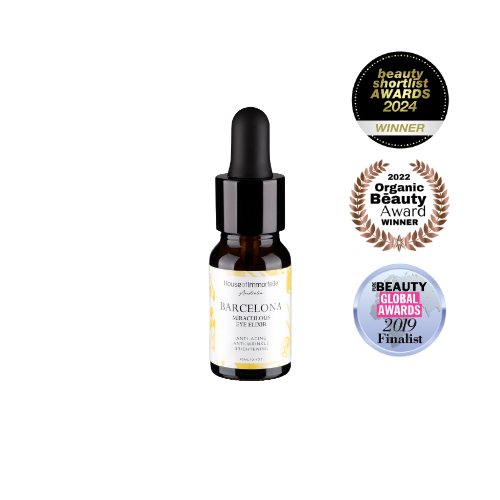 House of Immortelle Barcelona Miraculous Eye Elixir for smooth, hydrated and refreshed-looking eyes.
