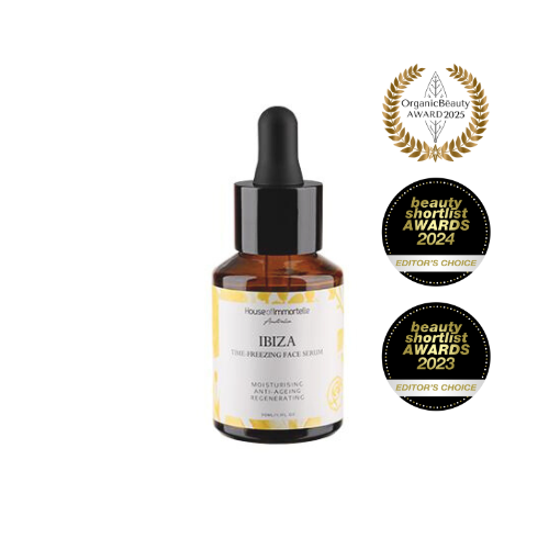 House of Immortelle Ibiza Time Freezing Face Serum for smooth, firm and radiant-looking skin.