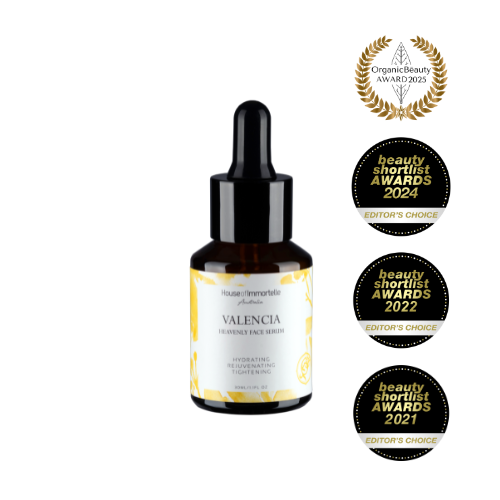 House of Immortelle Valencia Heavenly Face Serum for hydrated, radiant-looking skin.