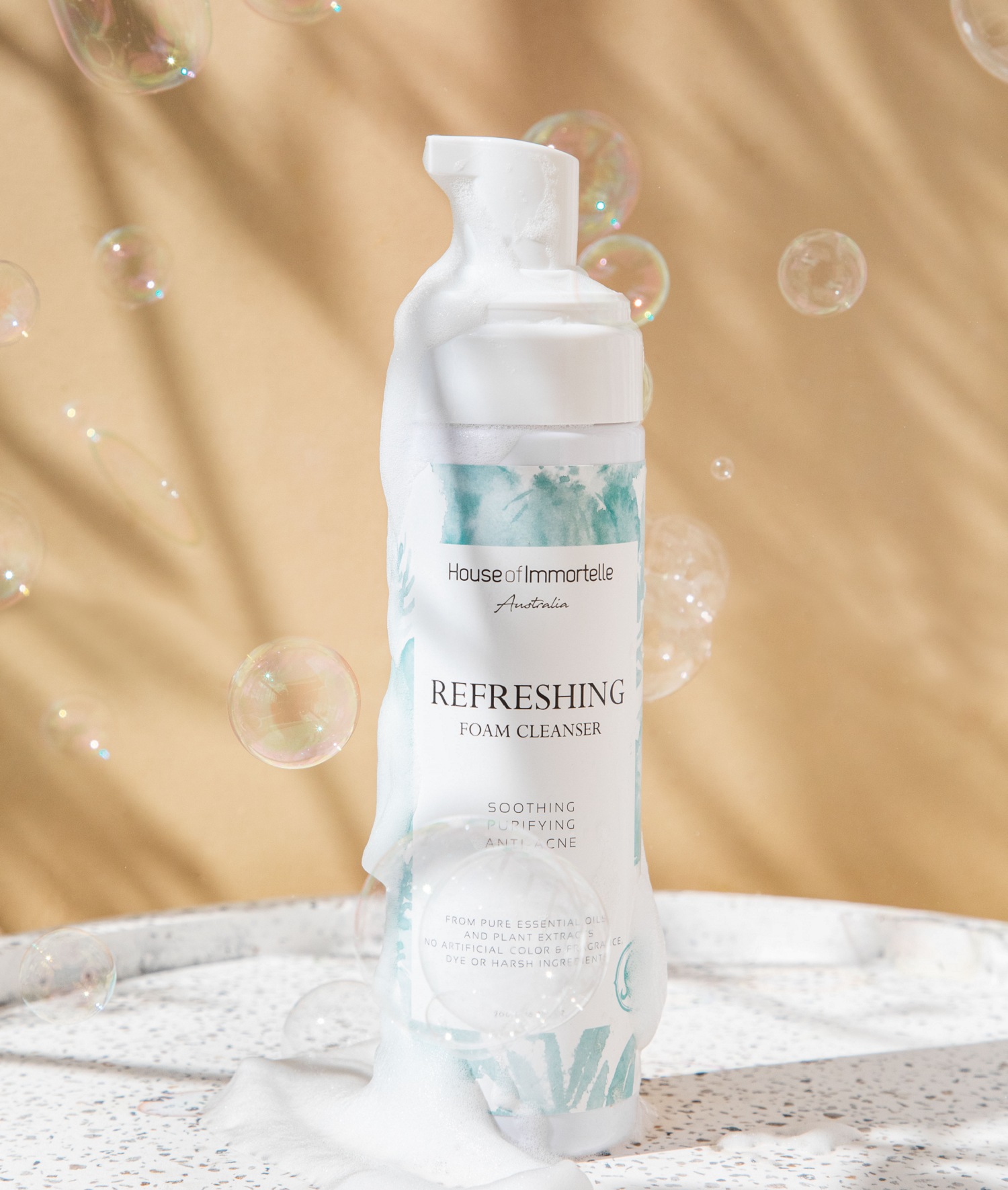 A luxurious refreshing foam cleanser by House of Immortelle, designed to deeply cleanse the skin. The airy foam gently removes impurities, leaving the skin feeling fresh, soft, and revitalized. Packaged in an elegant bottle, it blends natural ingredients for a soothing skincare experience