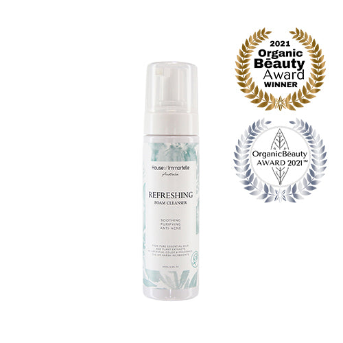 House of Immortelle Refreshing Foam Cleanser for fresh, clean and balanced-looking skin.